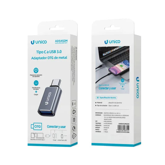 Adaptador OTG TC a USB Unico AD5452M