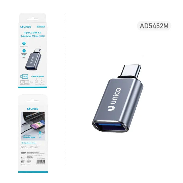 Adaptador OTG TC a USB Unico AD5452M